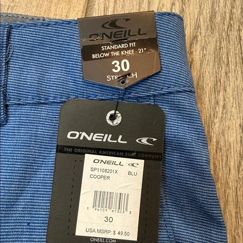 O'Neill Microfiber Blend Short Size 30‎ Blue Stripe Standard Fit Stretch NWT